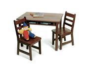 Child s Rectangular Table with Shelves and 2 Chairs Walnut