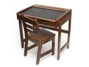 Child s Desk with Chalkboard Top and Chair in Walnut Finish
