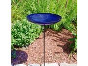 Cobalt Blue Crackle Birdbath Bowl with Stand