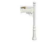 Lewiston Mailbox and Post w Fluted Base and Ball Finial White