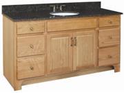 Design House 530436 Richland Nutmeg Oak Vanity Cabinet with 2 Doors and 4 Drawers 60 Inches by 33.5 Inches 530436