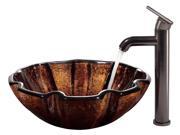 Vigo VGT171 16 1 2 Bathroom Vessel Sink and Faucet Combo Walnut Shell in Brown