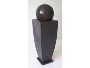 Square Tall Vase Planter w Ball Fountain in Coppery Finish