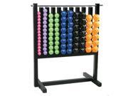 Display Pac Locking Rack and 43 Pairs of Vinyl Coated Dumbbells