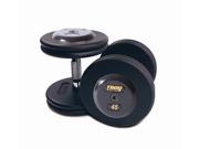 Fixed Pro Style Dumbbells with Straight Handle Black Plate and Rubber End Cap Set of 2 90 lbs.