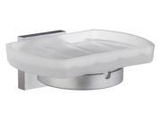 House Frosted Glass Soap Dish w Brushed Chrome Hardware