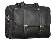 Expandable Leather Laptop Briefcase in Cafe
