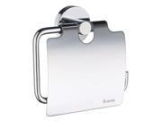 Home Euro Toilet Roll Holder w Lid in Polished Chrome Finish