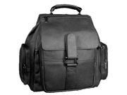 Top Handle Leather Backpack w Map Pocket on Top Flap Black