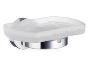 Home Frosted Glass Soap Dish w Polished Chrome Hardware