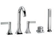 Jewel Faucets Two Blade Handle Roman Tub Faucet and Hand Shower Brushed Nickel