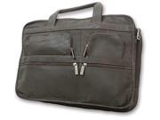 Leather Notebook Briefcase w U Shaped Zippered Front Pockets Black