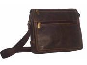 Distressed Leather Double Zip on the Flap Messenger in Brown