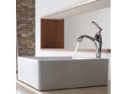 Kraus White Square Ceramic Sink and Ventus Faucet
