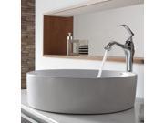 Kraus White Round Ceramic Sink and Ventus Faucet