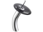 Kraus Waterfall Chrome Faucet w Black Frosted Glass Disk