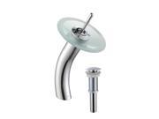Waterfall Chrome Faucet Frosted Glass Disk Pop Up Drain