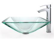 Clear Aquamarine Glass Vessel Sink Visio Bathroom Faucet
