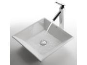 White Square Ceramic Sink Sheven Faucet Satin Nickel