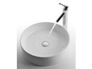 White Round Ceramic Sink Sheven Faucet Chrome