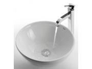 White Round Ceramic Sink Ramus Faucet Chrome