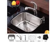 20 in. Single Bowl Kitchen Sink w Faucet Soap Dispenser
