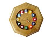 Octagonal Frame Billiards Wall Clock in Solid Oak