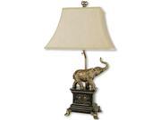 Table Lamp w Elephant Accent Base in Antique Gold Finish