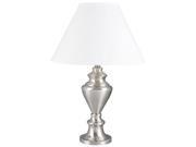 ORE International Metal Table Lamp Satin Nickel Silver White 6236SN