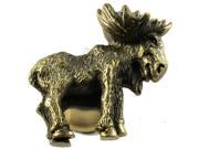 Realistic Moose Knob Right Facing Antique Brass Set of 10