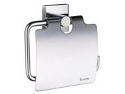 House Euro Toilet Roll Holder w Lid in Polished Chrome Finish