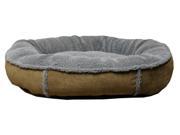 Faux Suede Tipped Berber Oval Comfy Cup Dog Bed 27 in. L x 24 in. W Brown