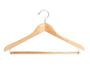 Genesis Suit Hanger w Lock Bar in Natural Lacquer Set of 50