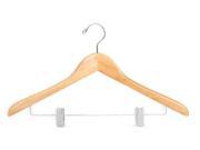 Gemini concave suit hanger w wire clips natural lacquer chrome 50pcs ctn