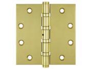 4.5 in. x 4.5 in. Square Hinge in Brass Finish Pair 4 Ball Bearing w Non Removable Pin Polished Brass