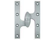 6 in. x 4 in. Solid Brass Hinge w Olive Knuckles Right Brushed Chrome