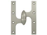 6 in. x 4.5 in. Solid Brass Hinge w Olive Knuckles Right Satin Nickel