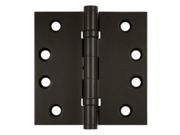 4 in. x 4 in. Square Solid Brass Hinge Pair Non Removable Pin Oil Rubbed Bronze
