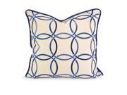 IK Catina Blue Embroidered Linen Pillow with Down Fill
