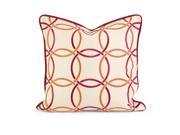 IK Catina Orange Red Embroidered Linen Pillow with Down Fill