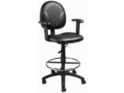 Black Caressoft Drafting Stool w Adjustable Arms and Foot Ring