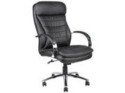 High Back Pillowtop Executive Chair In Matte Black Vinyl w Chrome Finish Accents w o Knee Tilt