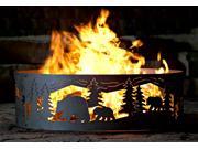 Solid Steel Campfire Fire Ring w Bears N Cubs Cutouts 48 in. Dia.