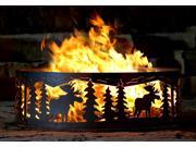 Campfire Fire Ring w Moose Cutout Design Solid Steel 38 in. Dia.