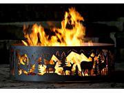 Outdoor Campfire Fire Ring w Whitetail Deer Design 38 in. Dia.