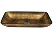 Rectangular Gold Copper Tempered Glass Vessel Sink