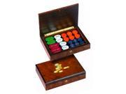 Monte Carlo Style Poker Chips in Italian Inlaid Briarwood Case