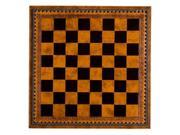 Checkers Chess Game Board w Storage w Brown Black Tooled Top