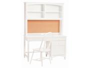 Essex Pedestal Desk w Hutch in White Finish