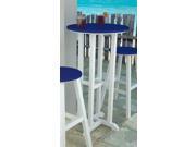 Contempo 24 in. White Round Bar Height Table with Pacific Blue Top